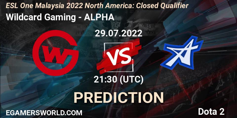 Wildcard Gaming vs ALPHA: Match Prediction. 29.07.22, Dota 2, ESL One Malaysia 2022 North America: Closed Qualifier