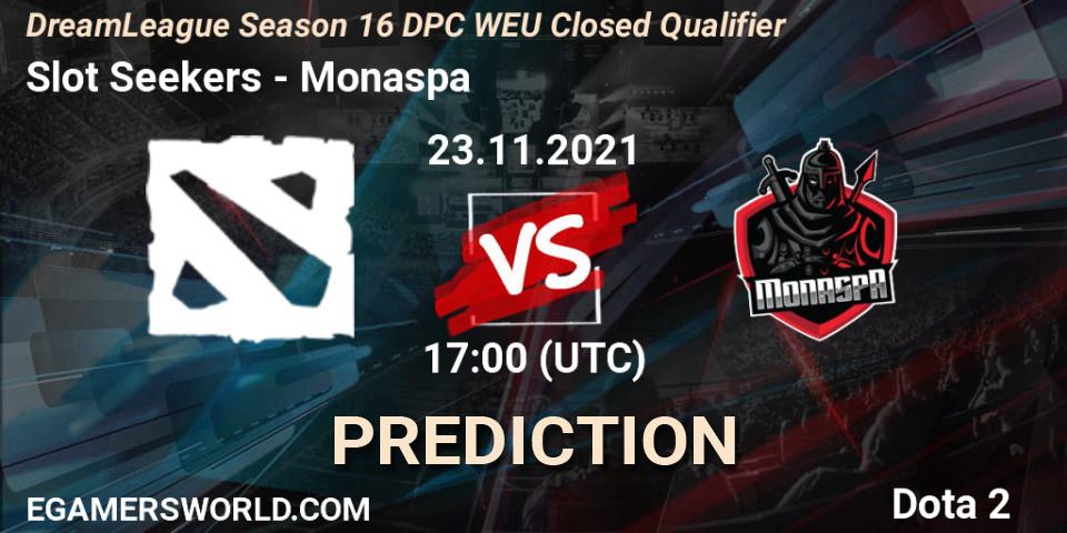 Slot Seekers vs Monaspa: Match Prediction. 23.11.2021 at 17:00, Dota 2, DPC 2022 Season 1: Euro - Closed Qualifier (DreamLeague Season 16)