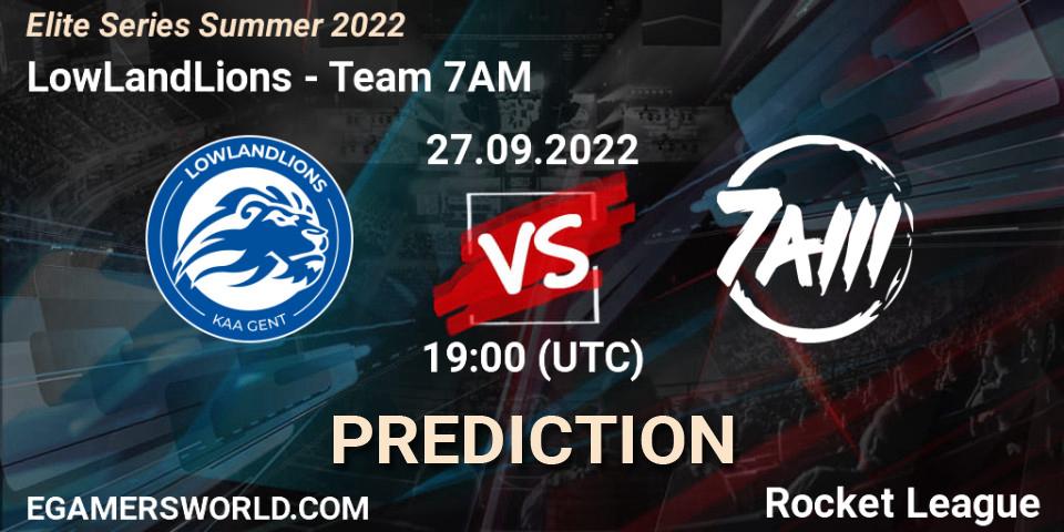 LowLandLions vs Team 7AM: Match Prediction. 27.09.2022 at 19:00, Rocket League, Elite Series Summer 2022