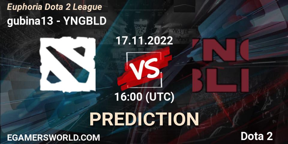 gubina13 vs YNGBLD: Match Prediction. 17.11.2022 at 16:10, Dota 2, Euphoria Dota 2 League