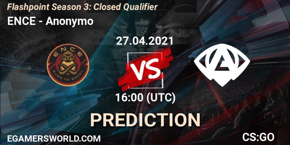 ENCE vs Anonymo: Match Prediction. 27.04.2021 at 16:00, Counter-Strike (CS2), Flashpoint Season 3: Closed Qualifier