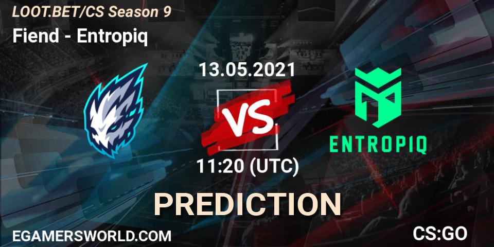 Fiend vs Entropiq: Match Prediction. 13.05.2021 at 11:20, Counter-Strike (CS2), LOOT.BET/CS Season 9