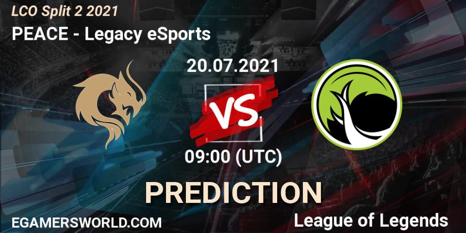 PEACE vs Legacy eSports: Match Prediction. 20.07.21, LoL, LCO Split 2 2021