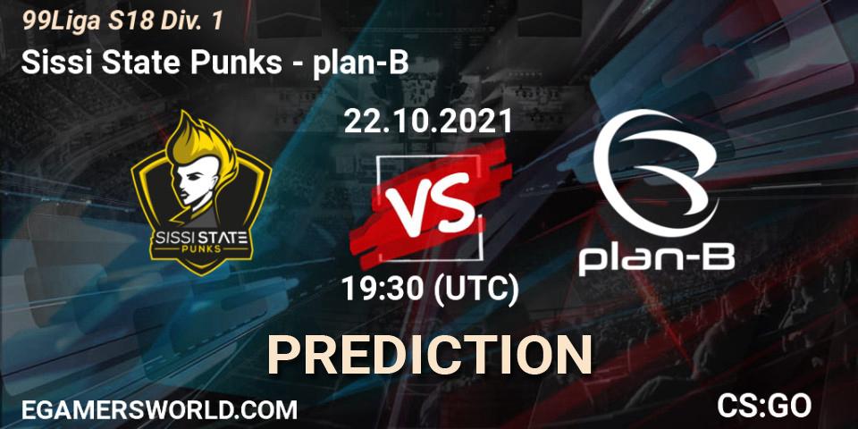 Sissi State Punks vs plan-B: Match Prediction. 22.10.2021 at 19:30, Counter-Strike (CS2), 99Liga S18 Div. 1