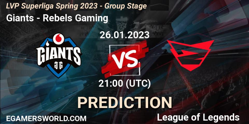 Giants vs Rebels Gaming: Match Prediction. 26.01.23, LoL, LVP Superliga Spring 2023 - Group Stage