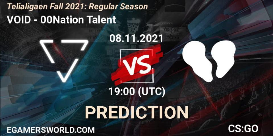 VOID vs 00Nation Talent: Match Prediction. 08.11.2021 at 19:00, Counter-Strike (CS2), Telialigaen Fall 2021: Regular Season