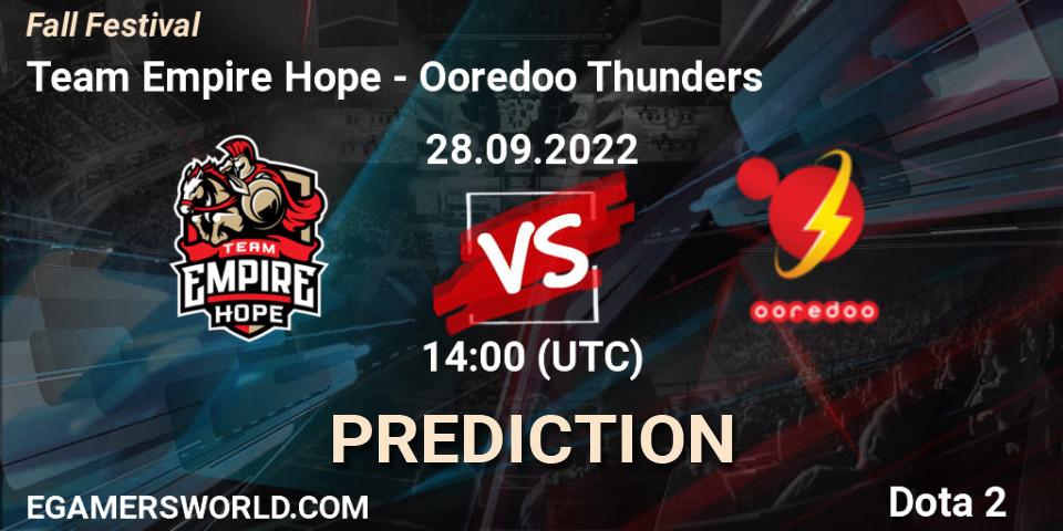 Team Empire Hope vs Ooredoo Thunders: Match Prediction. 28.09.22, Dota 2, Fall Festival