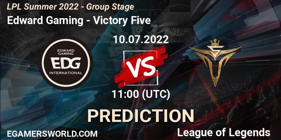Edward Gaming vs Victory Five: Match Prediction. 10.07.22, LoL, LPL Summer 2022 - Group Stage