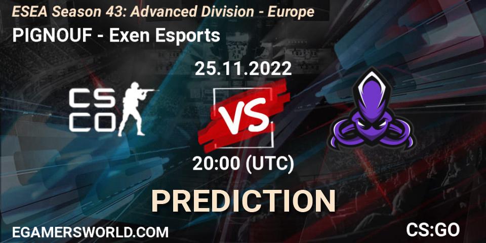 PIGNOUF vs Exen Esports: Match Prediction. 01.12.22, CS2 (CS:GO), ESEA Season 43: Advanced Division - Europe