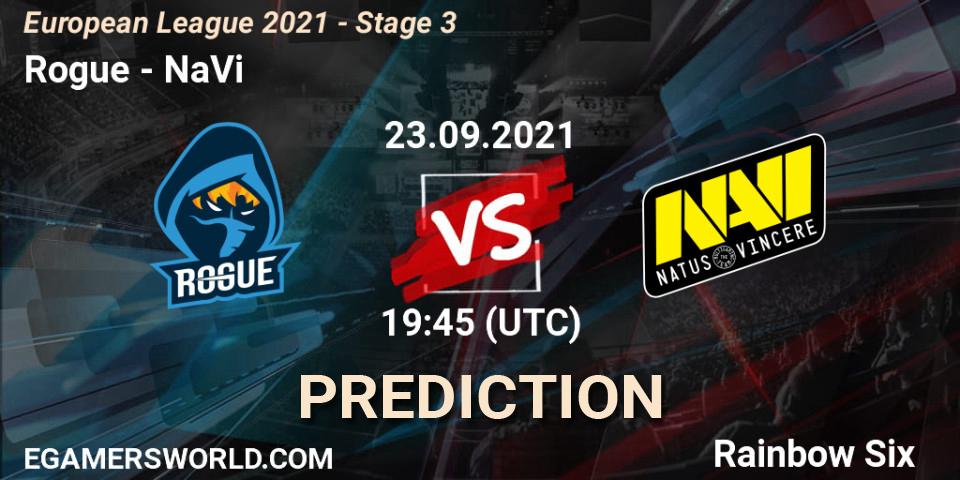 Rogue vs NaVi: Match Prediction. 23.09.2021 at 19:45, Rainbow Six, European League 2021 - Stage 3
