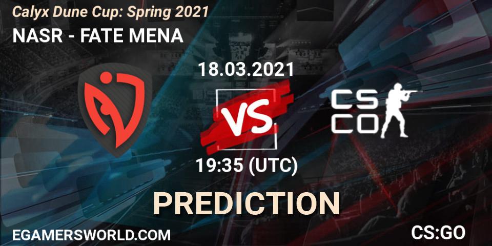 NASR vs FATE MENA: Match Prediction. 18.03.21, CS2 (CS:GO), Calyx Dune Cup: Spring 2021