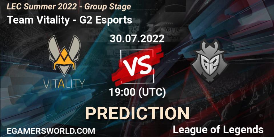 Team Vitality vs G2 Esports: Match Prediction. 30.07.22, LoL, LEC Summer 2022 - Group Stage