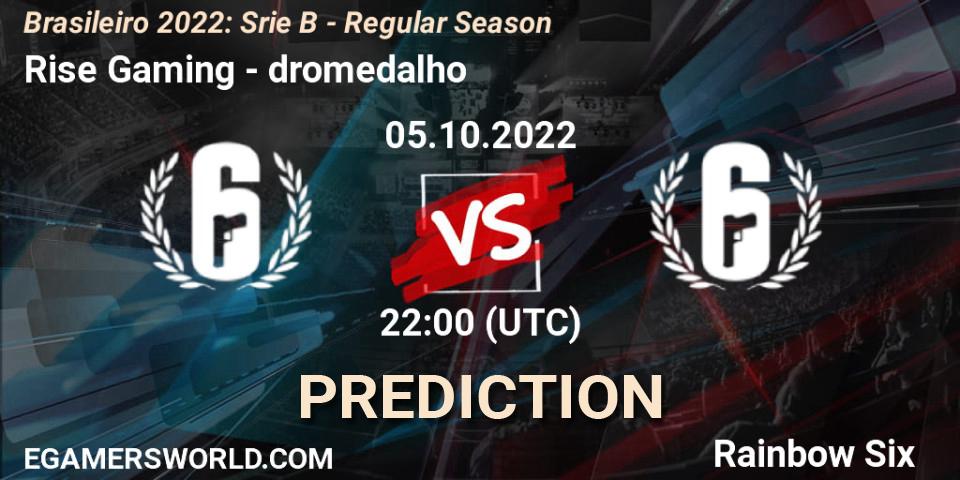 Rise Gaming vs dromedalho: Match Prediction. 05.10.2022 at 22:00, Rainbow Six, Brasileirão 2022: Série B - Regular Season