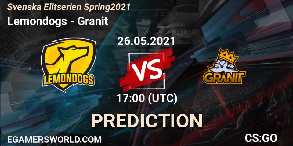 Lemondogs vs Granit: Match Prediction. 26.05.21, CS2 (CS:GO), Svenska Elitserien Spring 2021
