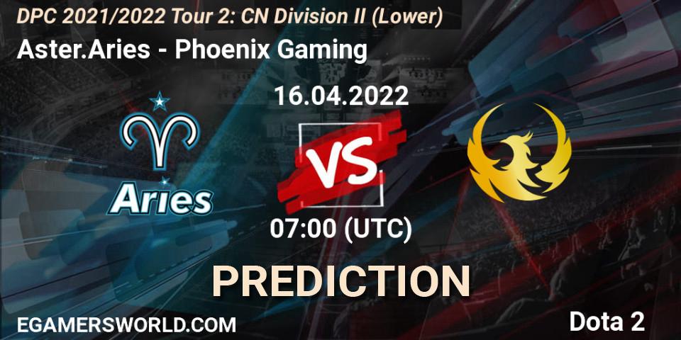 Aster.Aries vs Phoenix Gaming: Match Prediction. 16.04.2022 at 06:58, Dota 2, DPC 2021/2022 Tour 2: CN Division II (Lower)