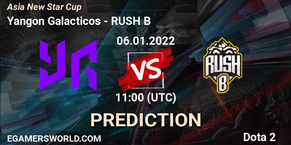 Yangon Galacticos vs RUSH B: Match Prediction. 06.01.2022 at 11:14, Dota 2, Asia New Star Cup