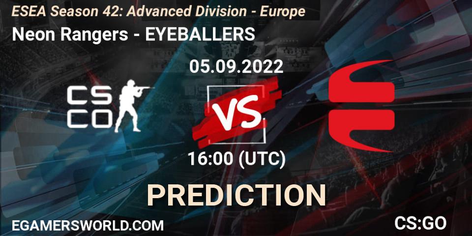 Neon Rangers vs EYEBALLERS: Match Prediction. 05.09.2022 at 16:00, Counter-Strike (CS2), ESEA Season 42: Advanced Division - Europe
