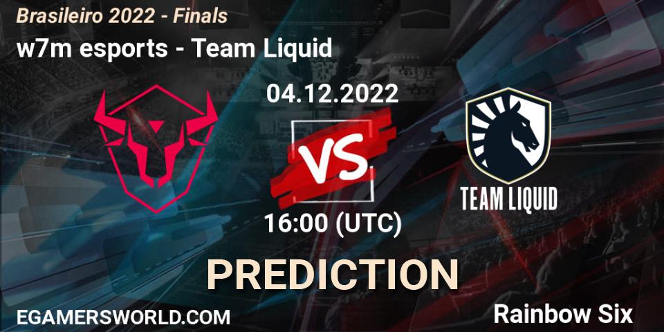 w7m esports vs Team Liquid: Match Prediction. 04.12.2022 at 19:00, Rainbow Six, Brasileirão 2022 - Finals