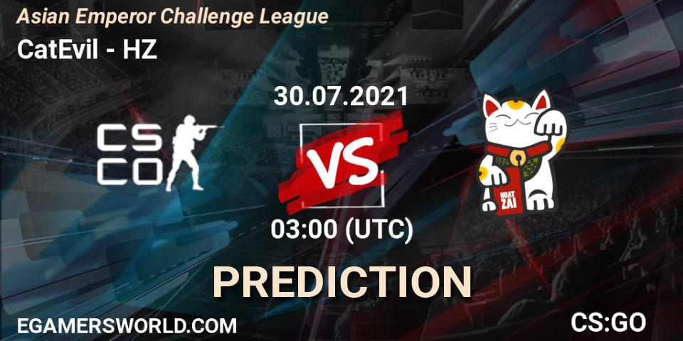 CatEvil vs HZ: Match Prediction. 30.07.21, CS2 (CS:GO), Asian Emperor Challenge League