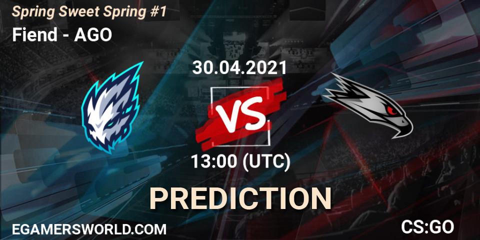 Fiend vs AGO: Match Prediction. 30.04.2021 at 13:00, Counter-Strike (CS2), Spring Sweet Spring #1