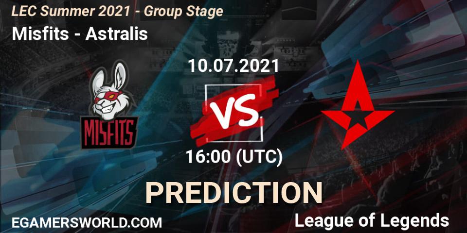 Misfits vs Astralis: Match Prediction. 10.07.2021 at 17:00, LoL, LEC Summer 2021 - Group Stage