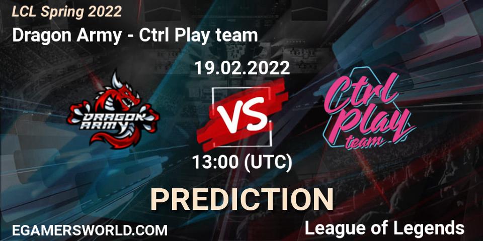 Dragon Army vs Ctrl Play team: Match Prediction. 19.02.22, LoL, LCL Spring 2022