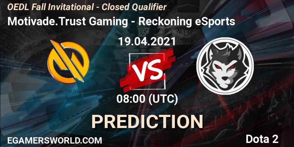 Motivade.Trust Gaming vs Reckoning eSports: Match Prediction. 19.04.2021 at 08:17, Dota 2, OEDL Fall Invitational - Closed Qualifier