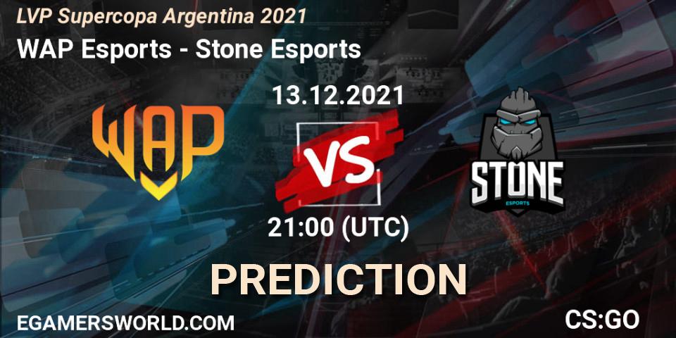 WAP Esports vs Stone Esports: Match Prediction. 13.12.2021 at 23:30, Counter-Strike (CS2), LVP Supercopa Argentina 2021