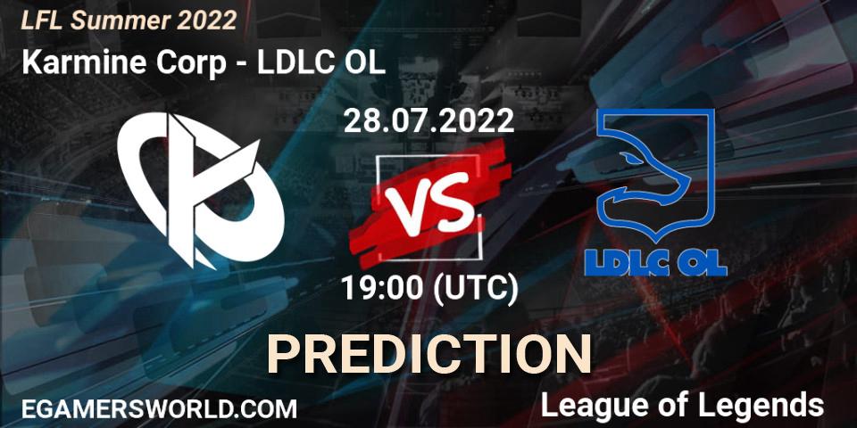 Karmine Corp vs LDLC OL: Match Prediction. 28.07.22, LoL, LFL Summer 2022