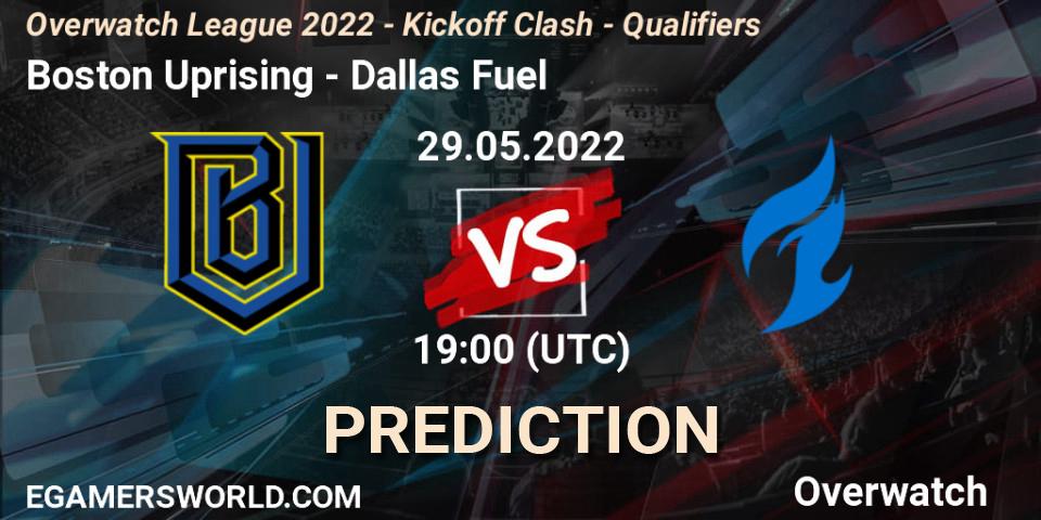 Boston Uprising vs Dallas Fuel: Match Prediction. 29.05.2022 at 19:00, Overwatch, Overwatch League 2022 - Kickoff Clash - Qualifiers