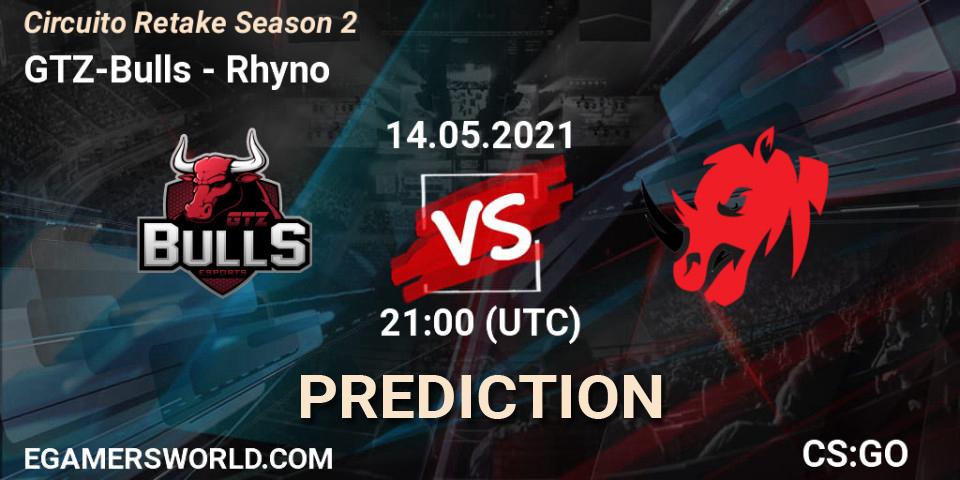 GTZ-Bulls vs Rhyno: Match Prediction. 14.05.2021 at 21:00, Counter-Strike (CS2), Circuito Retake Season 2
