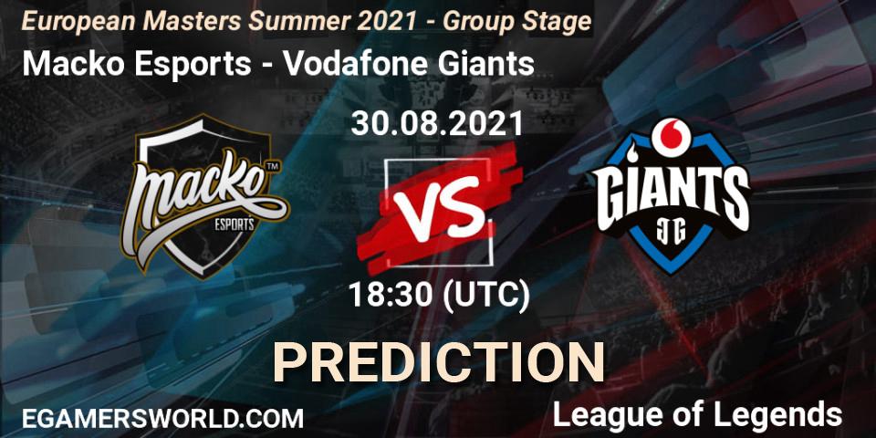 Macko Esports vs Vodafone Giants: Match Prediction. 30.08.2021 at 18:30, LoL, European Masters Summer 2021 - Group Stage