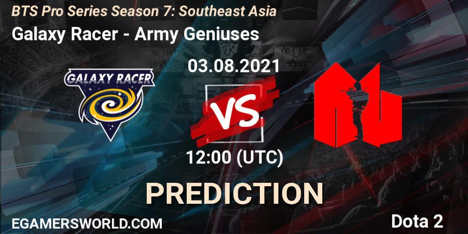 Galaxy Racer vs Army Geniuses: Match Prediction. 03.08.2021 at 12:34, Dota 2, BTS Pro Series Season 7: Southeast Asia