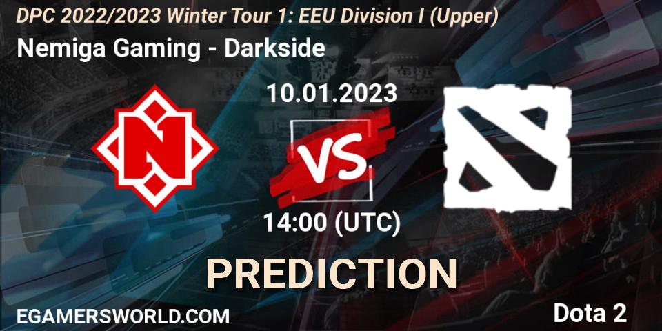 Nemiga Gaming vs Darkside: Match Prediction. 10.01.2023 at 14:16, Dota 2, DPC 2022/2023 Winter Tour 1: EEU Division I (Upper)