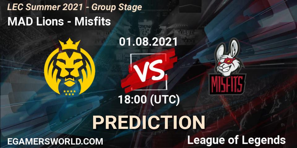 MAD Lions vs Misfits: Match Prediction. 01.08.2021 at 18:00, LoL, LEC Summer 2021 - Group Stage
