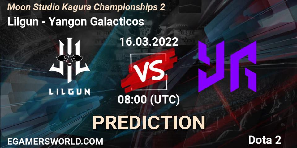 Lilgun vs Yangon Galacticos: Match Prediction. 16.03.2022 at 08:12, Dota 2, Moon Studio Kagura Championships 2