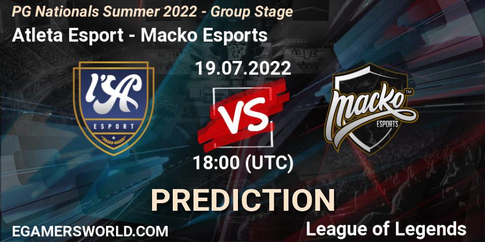 Atleta Esport vs Macko Esports: Match Prediction. 19.07.2022 at 18:00, LoL, PG Nationals Summer 2022 - Group Stage