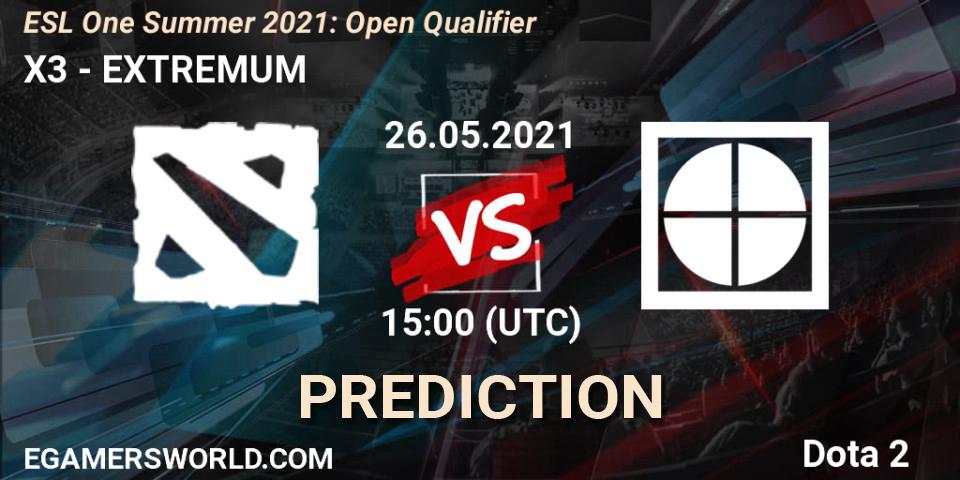 X3 vs EXTREMUM: Match Prediction. 26.05.21, Dota 2, ESL One Summer 2021: Open Qualifier