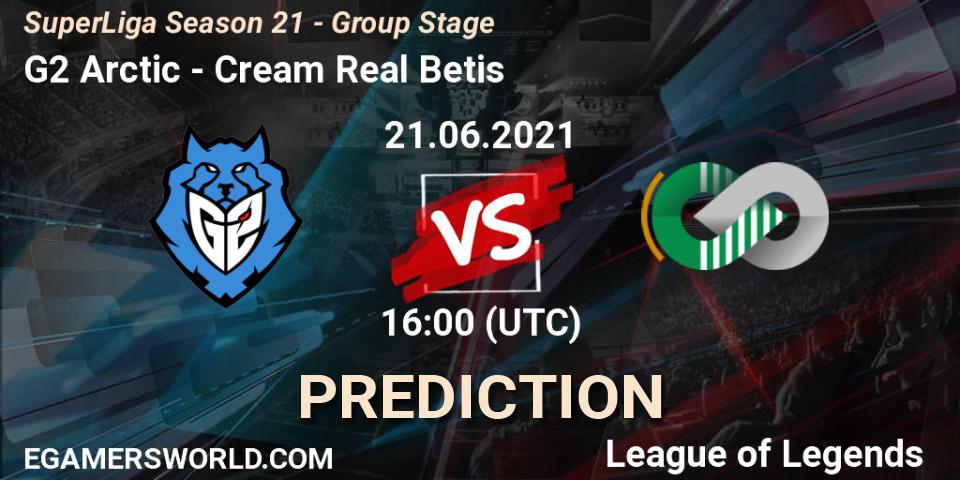 G2 Arctic vs Cream Real Betis: Match Prediction. 21.06.2021 at 16:00, LoL, SuperLiga Season 21 - Group Stage 