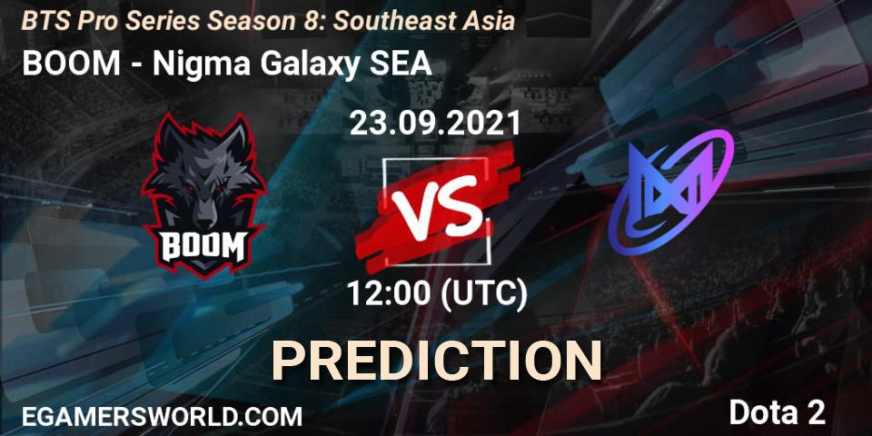 BOOM vs Nigma Galaxy SEA: Match Prediction. 23.09.2021 at 12:21, Dota 2, BTS Pro Series Season 8: Southeast Asia