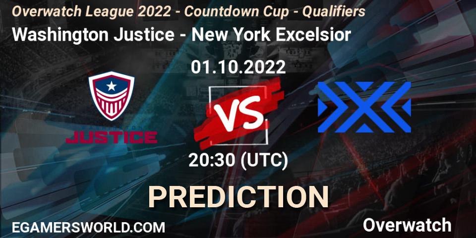 Washington Justice vs New York Excelsior: Match Prediction. 01.10.2022 at 20:30, Overwatch, Overwatch League 2022 - Countdown Cup - Qualifiers