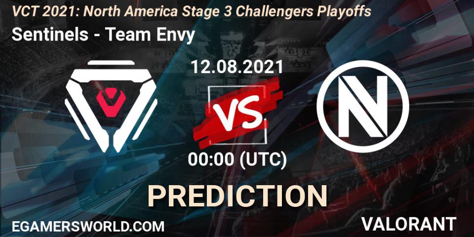 Sentinels vs Team Envy: Match Prediction. 12.08.2021 at 00:00, VALORANT, VCT 2021: North America Stage 3 Challengers Playoffs