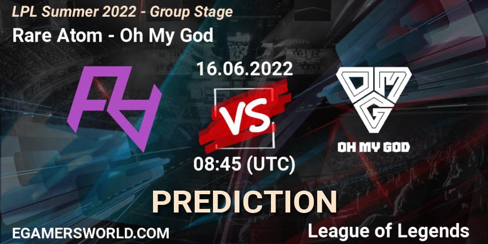 Rare Atom vs Oh My God: Match Prediction. 16.06.22, LoL, LPL Summer 2022 - Group Stage