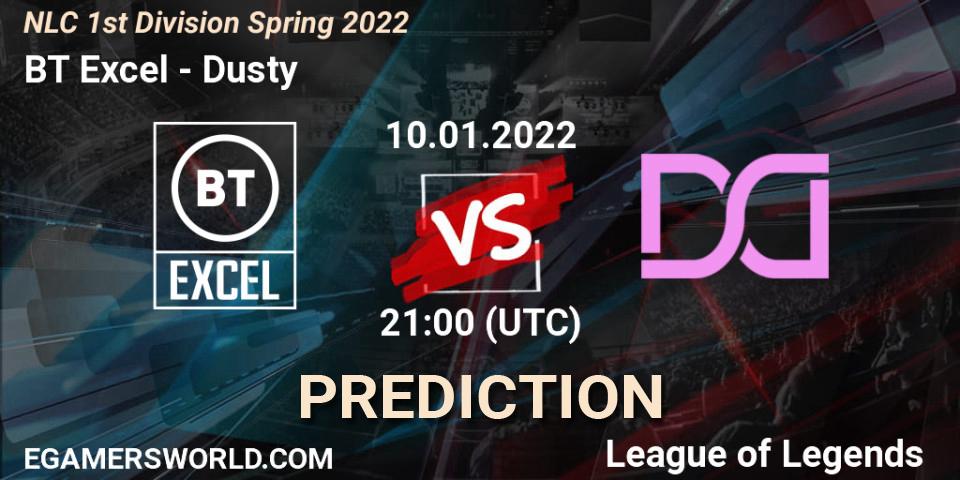 BT Excel vs Dusty: Match Prediction. 10.01.2022 at 21:15, LoL, NLC 1st Division Spring 2022
