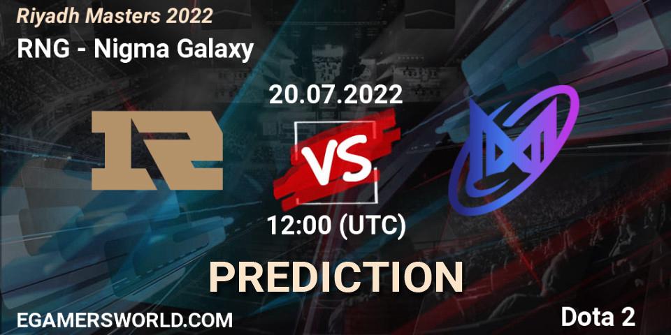 RNG vs Nigma Galaxy: Match Prediction. 20.07.2022 at 12:38, Dota 2, Riyadh Masters 2022