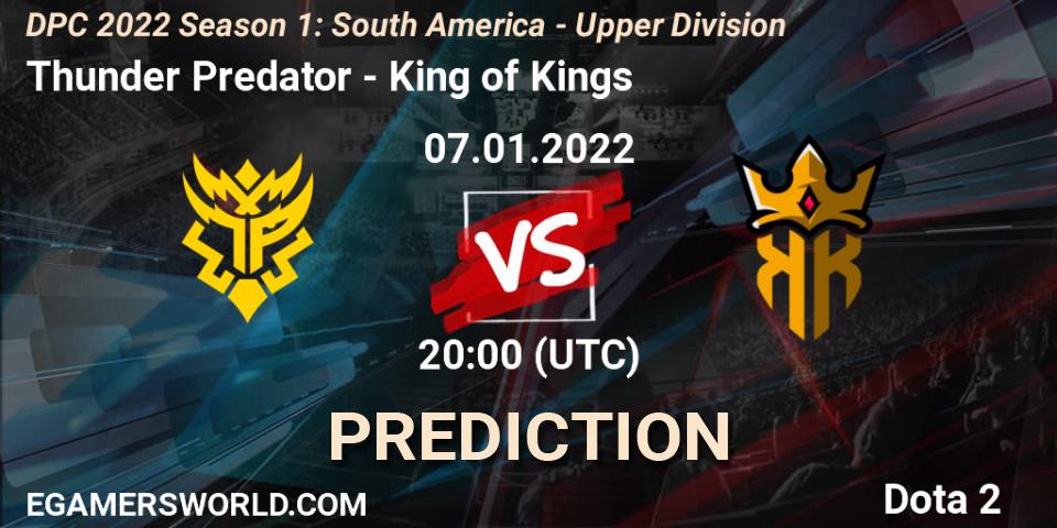 Thunder Predator vs King of Kings: Match Prediction. 07.01.22, Dota 2, DPC 2022 Season 1: South America - Upper Division