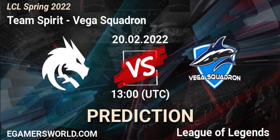 Team Spirit vs Vega Squadron: Match Prediction. 20.02.22, LoL, LCL Spring 2022
