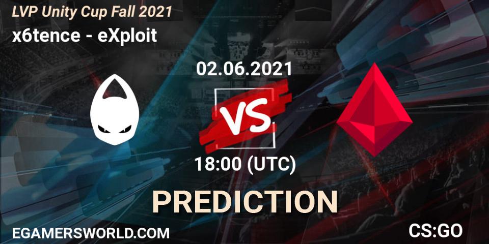 x6tence vs eXploit: Match Prediction. 02.06.21, CS2 (CS:GO), LVP Unity Cup Fall 2021