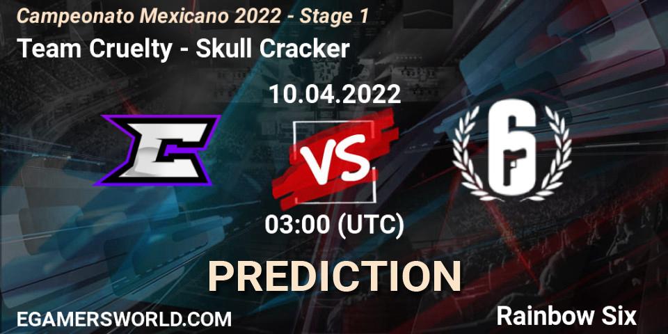 Team Cruelty vs Skull Cracker: Match Prediction. 10.04.2022 at 02:00, Rainbow Six, Campeonato Mexicano 2022 - Stage 1