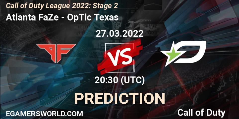Atlanta FaZe vs OpTic Texas: Match Prediction. 27.03.2022 at 20:30, Call of Duty, Call of Duty League 2022: Stage 2